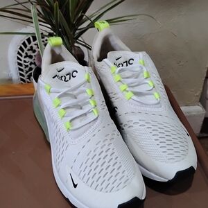 Nike White and Neon Green Athletic Shoes